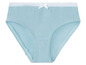 Lichtblauwe onderbroek met wit kantje.