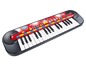 Een rood en zwart keyboard voor kinderen met de tekst 'My Music World Studio'