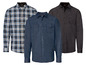Drie lange mouw overhemden, een geruit, een denim en een effen.