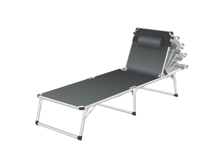 Ga naar volledige schermweergave: florabest Aluminium ligstoel met zonnedak grijs - afbeelding 7