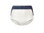 Witte en donkerblauwe onderbroek met kant.