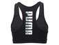 Een zwarte sportbeha met het logo van Puma.