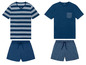 Twee sets herenpyjama's met gestreepte shirts en korte broeken