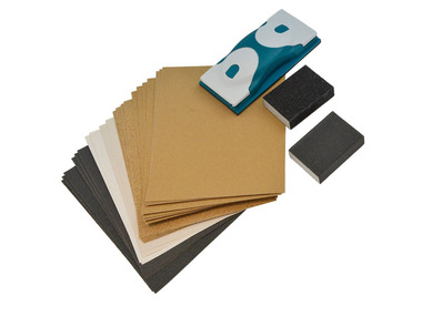 Nespoli handschuurblok-set, 24-delig, handschuurblok + papier van verschillende korrels