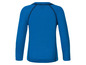 Een blauwe longsleeve met lange mouwen.