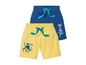 Twee korte broeken voor jongens met zeepaardjes en 'King of the Sea' print.