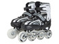 Zwarte inline skates met witte wielen en 'Apollo' logo.
