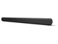 Een zwarte soundbar met bedieningspaneel.