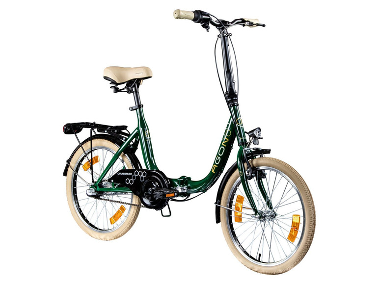 Een groene Agono Cruiser 20 vouwfiets.