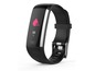 Een zwarte fitness tracker met een display dat de zuurstofverzadiging toont.