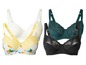 Drie bh's met kant en bloemenprint