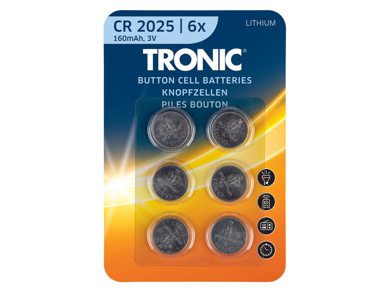 TRONIC 6 knoopcelbatterijen (Lithium CR2025)