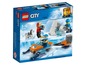Lego City Arctic sneeuwscooter met minifiguren en een hond.