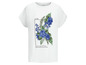 Wit T-shirt met bloemenprint en de tekst 'spring feelings'.