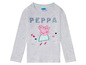 Een grijs T-shirt met lange mouwen met Peppa Pig.