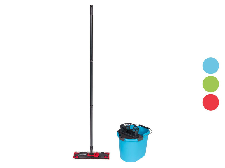 Vileda mop met steel en emmer.