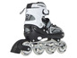 Zwarte inline skates met witte wielen en het merk Apollo.