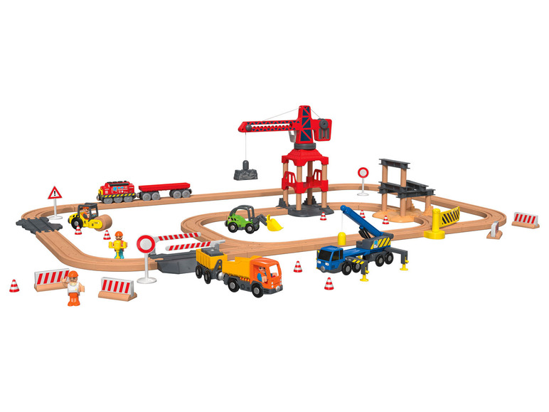 Ga naar volledige schermweergave: Playtive Houten treinbaan bouwplaats - afbeelding 1