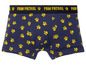 Blauwe boxershorts met gele pootjes, met het logo van Paw Patrol.