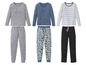 Drie sets pyjama's met verschillende prints en kleuren.