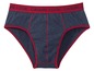 Blauwe onderbroek met rode band en Casual Look opschrift.