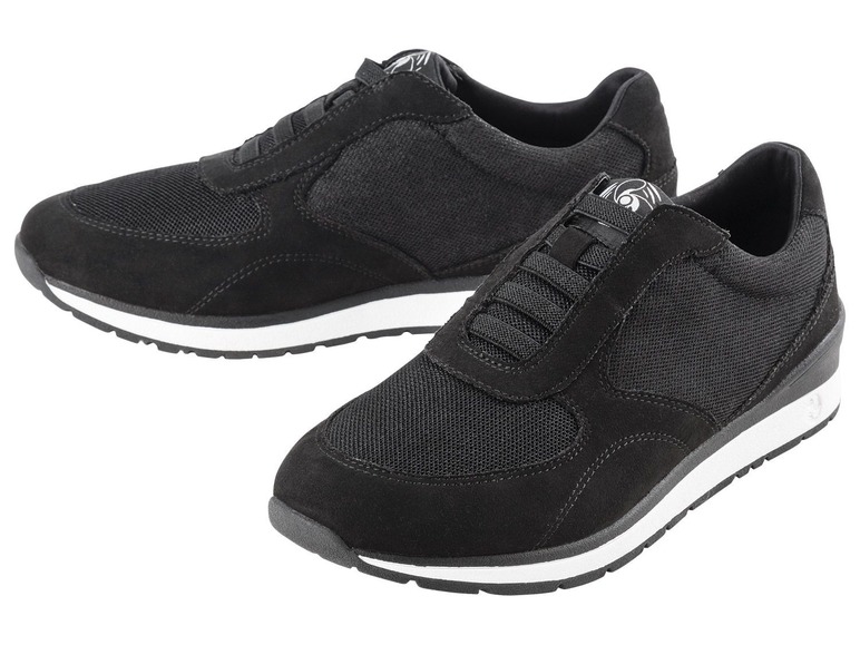 Zwarte sneakers met mesh en suède.