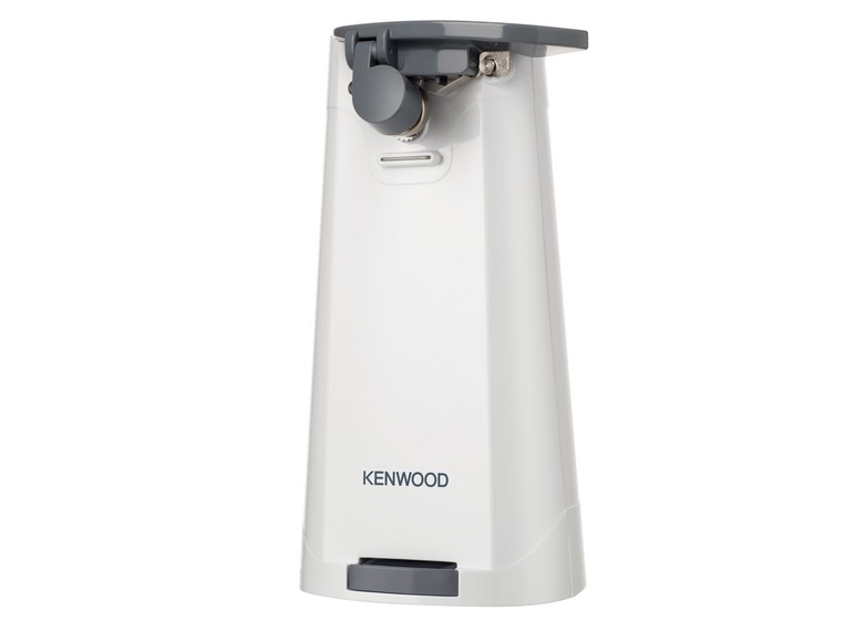 Een witte Kenwood blikopener.