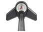 Een zwarte fietspomp met een manometer.
