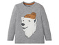 Grijs T-shirt met lange mouwen met een print van een ijsbeer met muts.