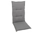 Grijze stoel- en rugkussen voor buiten.
