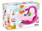 Een roze badstoeltje met speeltafel van Smoby, geschikt voor baby's vanaf 6 maanden.