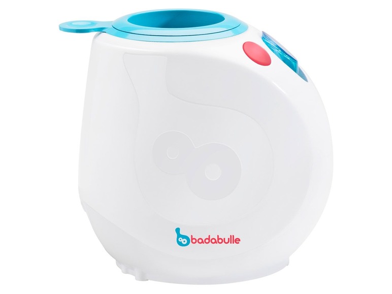 Een witte fleswarmer van Badabulle.