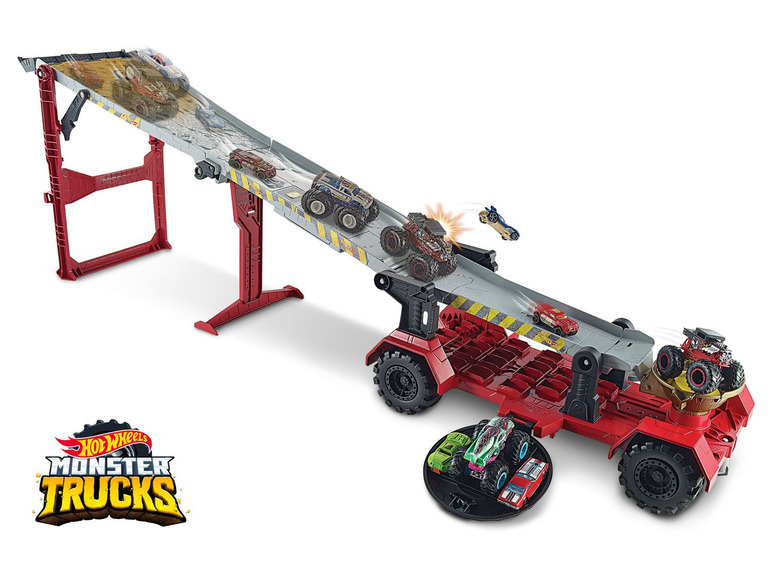 Ga naar volledige schermweergave: Hot Wheels Monster Trucks Downhill Race & Go speelset - afbeelding 1