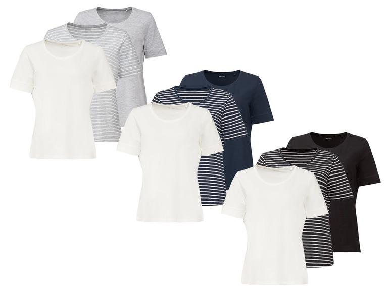 Ga naar volledige schermweergave: esmara Set van 3 T-shirts voor dames, biokatoen - afbeelding 1
