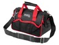Zwarte gereedschapstas met rode details en schouderband, van Powerfix Pro.