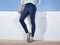 Donkerblauwe leggings met gestreepte espadrilles