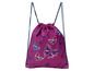Paarse sporttas met vlinderprint.