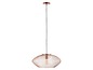 Een koperen hanglamp met een gaasvormig kap.