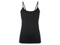 Een zwart, basic spaghettibandje tanktop.