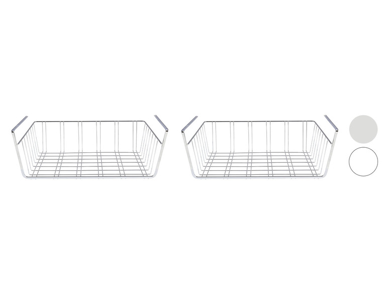 Twee metalen opbergmanden met handvatten