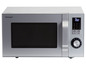 Een zilverkleurige Sharp magnetron met digitale knoppen.