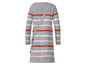 Gestreepte grijze wollen jurk met lange mouwen.