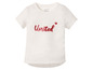 Wit T-shirt met 'United' opschrift in rode pailletten.