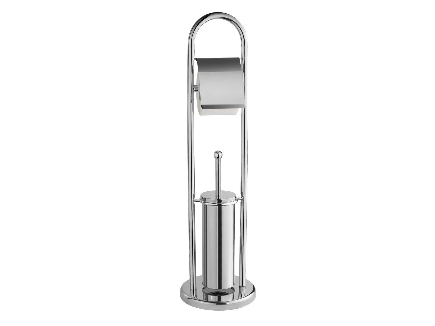 Staande Wc/toiletrolhouder Taupe Met Reservoir En Flexibele Stang 59 Cm Van Metaal Staande Wc/toiletrolhouder Taupe Met Reservoir En Flexibele Stang 59 Cm Van Metaal