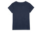 Een donkerblauw t-shirt met korte mouwen.
