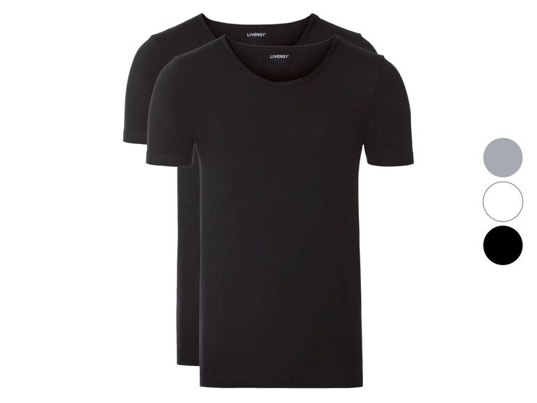 Twee zwarte T-shirts van Livergy.