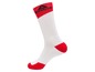 Witte Reebok sokken met rode accenten.