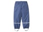 Blauwe regenbroek voor kinderen met reflecterende details.