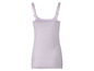 Lila tanktop met witte stippen en kant.