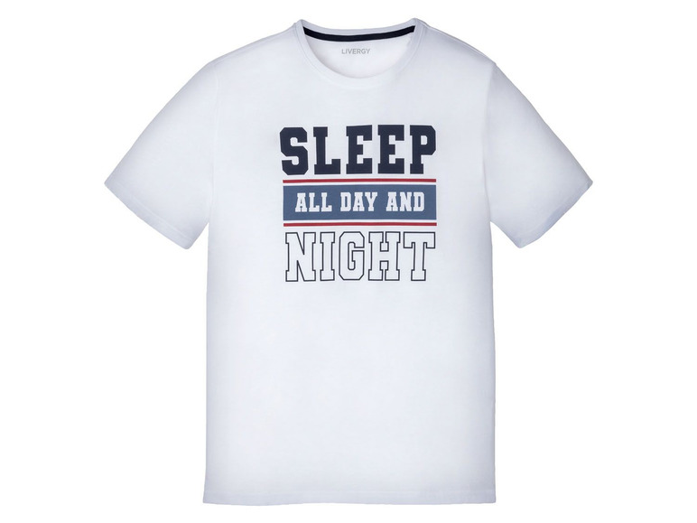 Wit T-shirt met de tekst 'Sleep all day and night'.